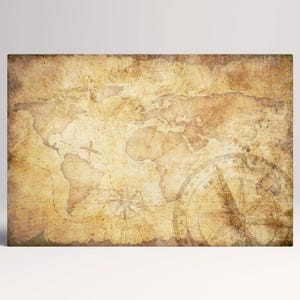 Aged Treasure Map Pirate Scroll PETA Approved Eco Leather Multi Panel Wall Art