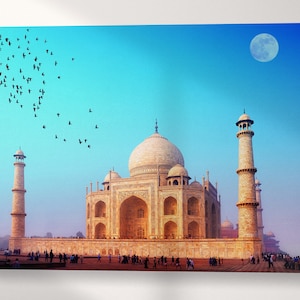 Taj Mahal India Canvas Eco Leather Print, Made in Italy!