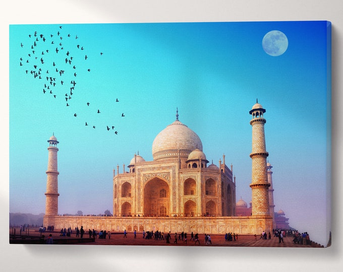 Taj Mahal India Canvas Eco Leather Print, Made in Italy!