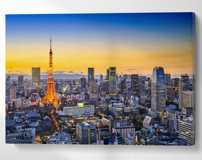Tokyo Skyline, Japan Leather Print/Large Tokyo Print/Tokyo Wall Art/Large Wall Art/Multi Panel Print/Made in Italy/Better than Canvas!