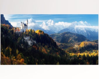 Neuschwanstein Castle Germany Bavaria PETA Approved Eco Leather Single Triptych Wall Art