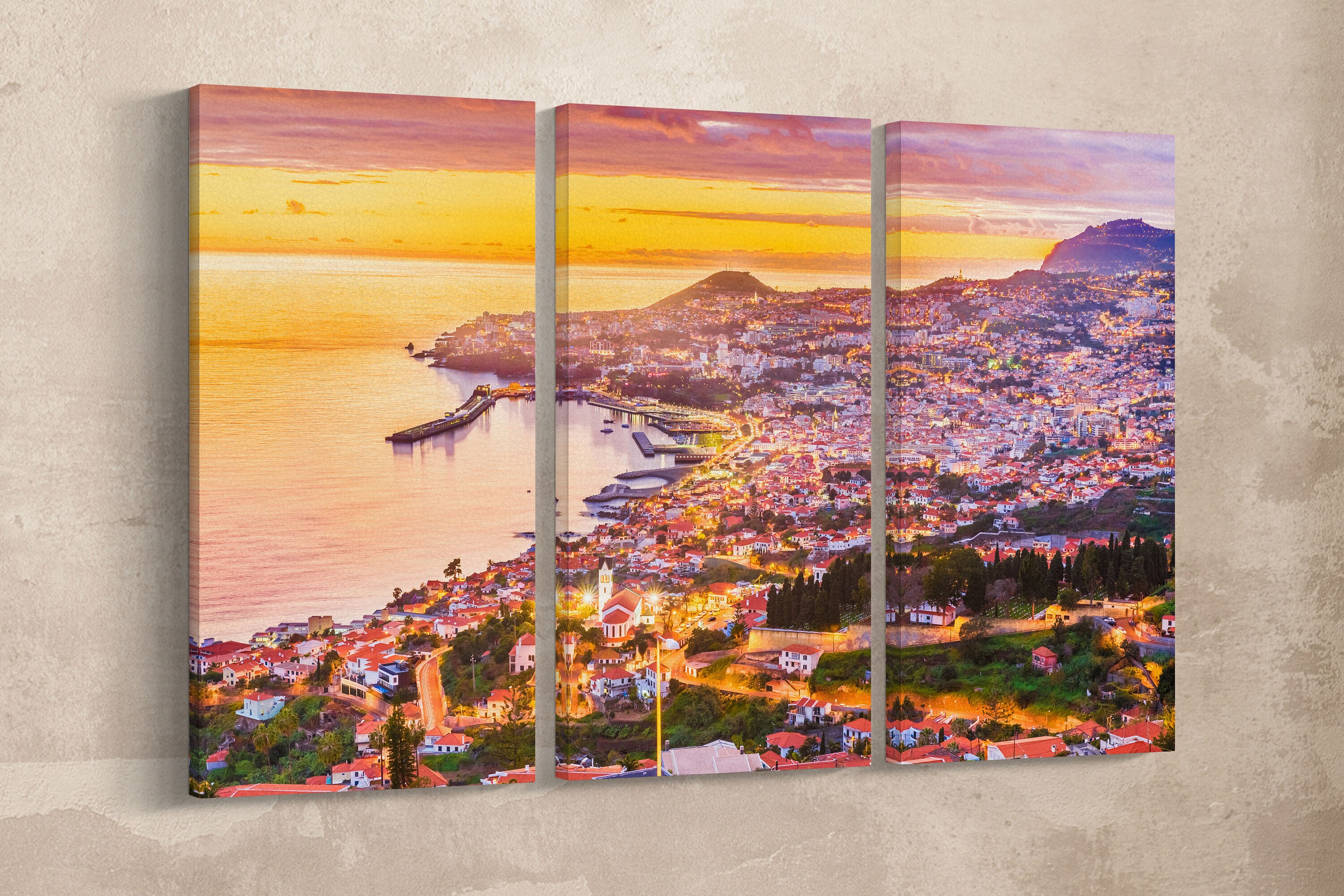Funchal Madeira Framed Canvas Leather Print/large Wall 