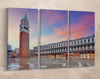 3 Panel San Marco square, Venezia Italy Leather Print/Venice Large Print/Venice Multi Panel Print/Venice Wall Art/Better than Canvas!