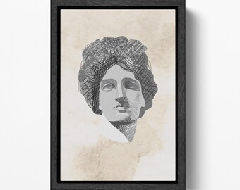 Roman Head Classical PETA Approved Faux Leather Canvas Wall Art