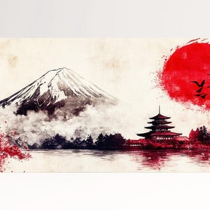 Il Sol Levante Rosso: Omaggio al Giappone Canvas Stampa su Tessuto Ecopelle Made in Italy