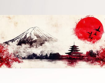 Red Sun Rising: A Tribute to Japan Wall Art Canvas Eco Leather Print