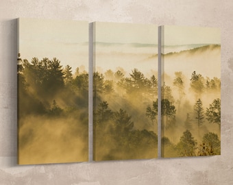 Aspen Foggy Landscape Wall Art Vegan Leather Canvas Print Ready to Hang
