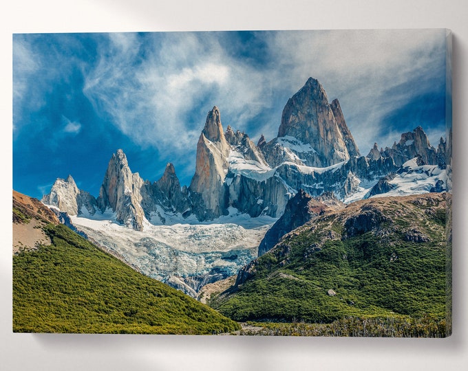 Monte Fitz Roy, Andes, Patagonia canvas eco leather print, Made in Italy!