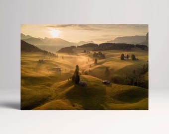 Dolomites Alpe di Siusi Sunrise PETA Approved Eco Leather Multi Panel Wall Art