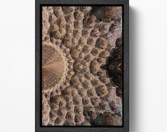 Persian Mosque Architecture PETA Approved Eco Leather Framed Geometric Wall Art