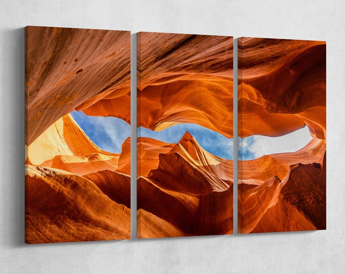 Lower Antelope Canyon wall art framed canvas leather print Made in Italy