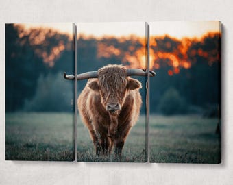 Yak Wall Art Vegan Leather Canvas Print Ready to Hang