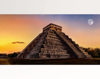 Chichen Itza Mexico Mayan Pyramid PETA Approved Eco Leather Single Triptych Art