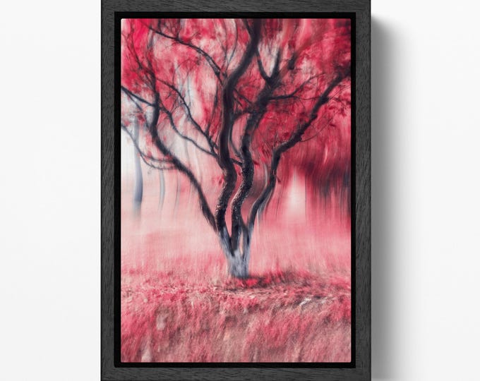 Red Tree Artwork Wall Art Home Decor Eco Leather Canvas Print, Made in Italy!