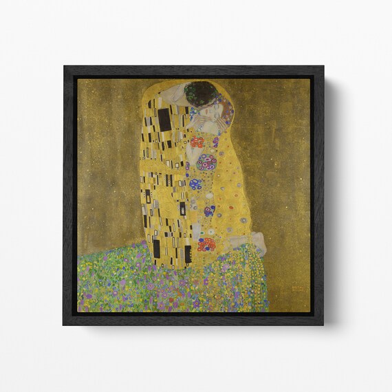 Gustav Klimt -the Kiss- HIGH DETAILED Leather Print Canvas Wall