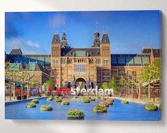 Amsterdam Vibrant Tulips Museum Eco Leather Wall Art Print