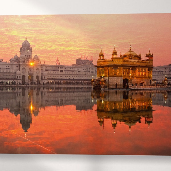 Golden Temple Sri Harmandir Sahib, Amritsar, Punjab, India at sunset canvas eco leather print