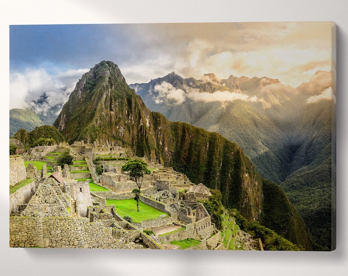 Machu Picchu Cuzco Region Peru Wall Art Canvas Eco Leather Prin, Made in Italy!