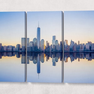 Manhattan skyline with One World Trade Center building leather print/Large New York print/Manhattan print/Made in Italy/Better than Canvas!