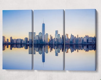 Manhattan NY Skyline PETA Vegan Leather Gallery Wrap Canvas Print