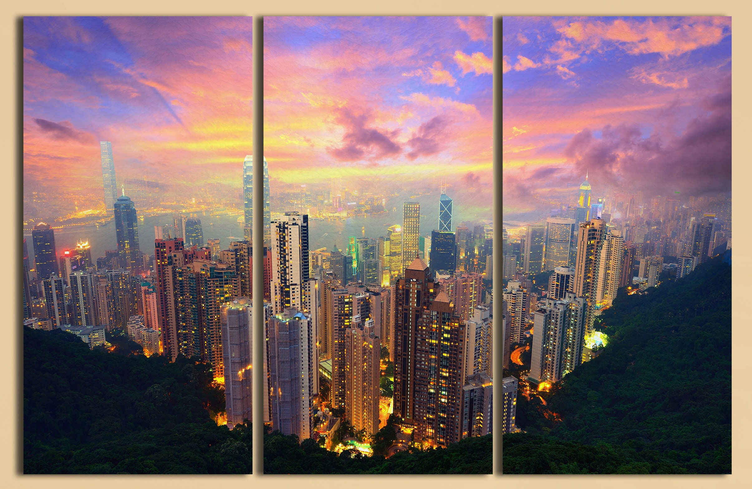 Hong Kong Skyline from Victoria Peak Leather Print/Hong Kong Canvas
