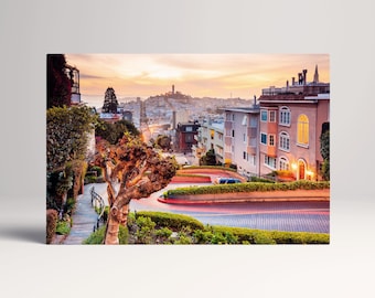 San Francisco Lombard Street PETA Approved Eco Leather Multi Panel Wall Art
