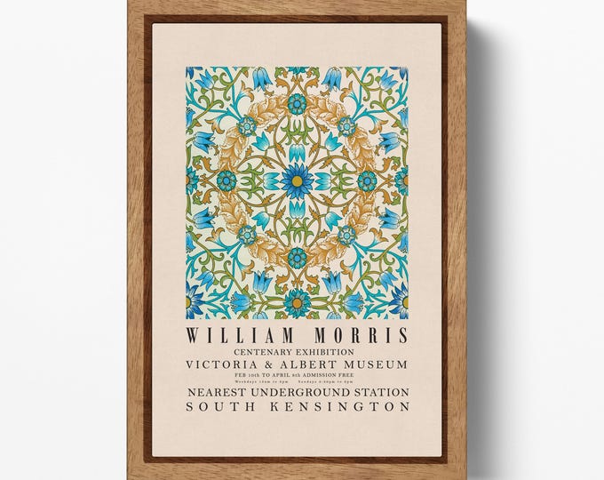 William Morris Daisy Floral Wall Art Vintage Arts and Craft Vegan Leather Canvas Print