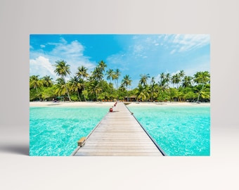 Maldives Island Tropical PETA Approved Eco Leather Canvas Multi Panel Wall Art
