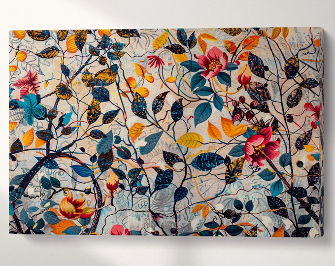 Whispers of Nature: Blossoms in Full Bloom Wall Decor Eco Leather Print, Made in Italy!