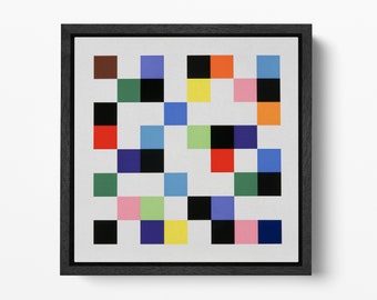 Minimalist Colors On Grid Art PETA Approved Eco Leather Canvas Square Framed Print