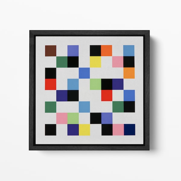 Minimalistic Art Colors On Grid Canvas Eco Leather Print, Made in Italy!