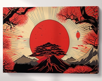 Crimson Japan Brushscape PETA Approved Faux Leather Canvas Wall Art