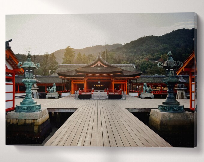 Itsukushima Shrine, Miyajima Island Hiroshima Japan wall art eco leather canvas print, Made in Italy!