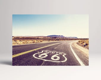 Route 66 Mother Road PETA Approved Eco Leather Canvas Multi Panel USA Wall Art