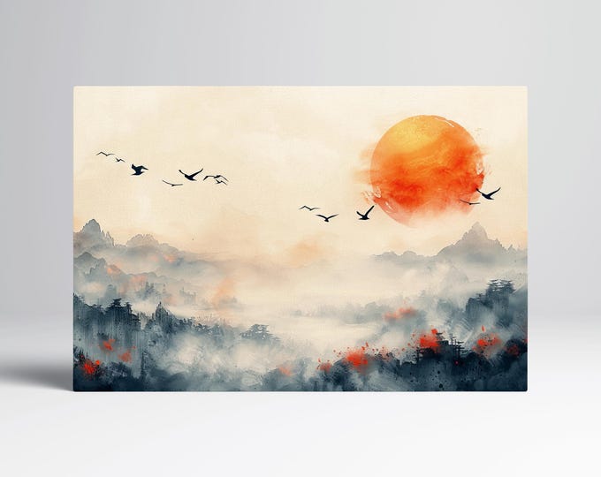 Eternal Sunrise Harmony Eco Leather Wall Art Single and Multi Panel Triptych