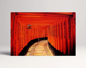 Fushimi Inari Taisha Kyoto Japan Torii Gates PETA Approved Eco Leather Single Triptych Art