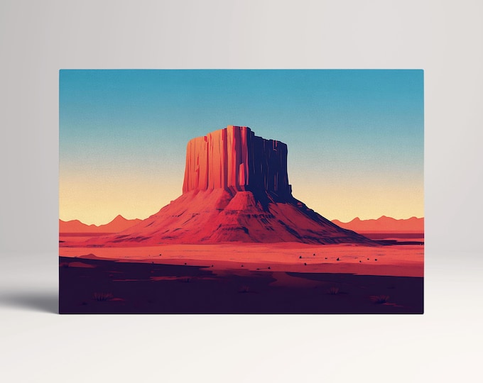 Echoes of the Desert Bold Southwestern Landscape Wall Art Eco Leather Home Decor Canvas Print, Made in Italy!