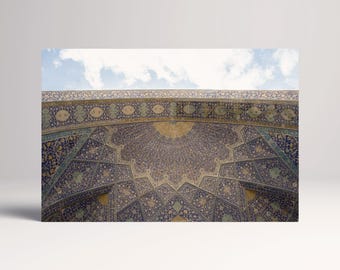 Naqsh-e Jahan Square Wall Art Isfahan Persian Mosaic Canvas on Vegan Leather