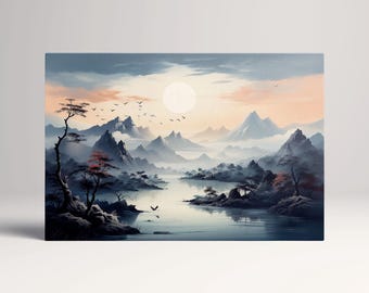 Celestial Ridge Mountain Landscape PETA Approved Faux Leather Wall Art