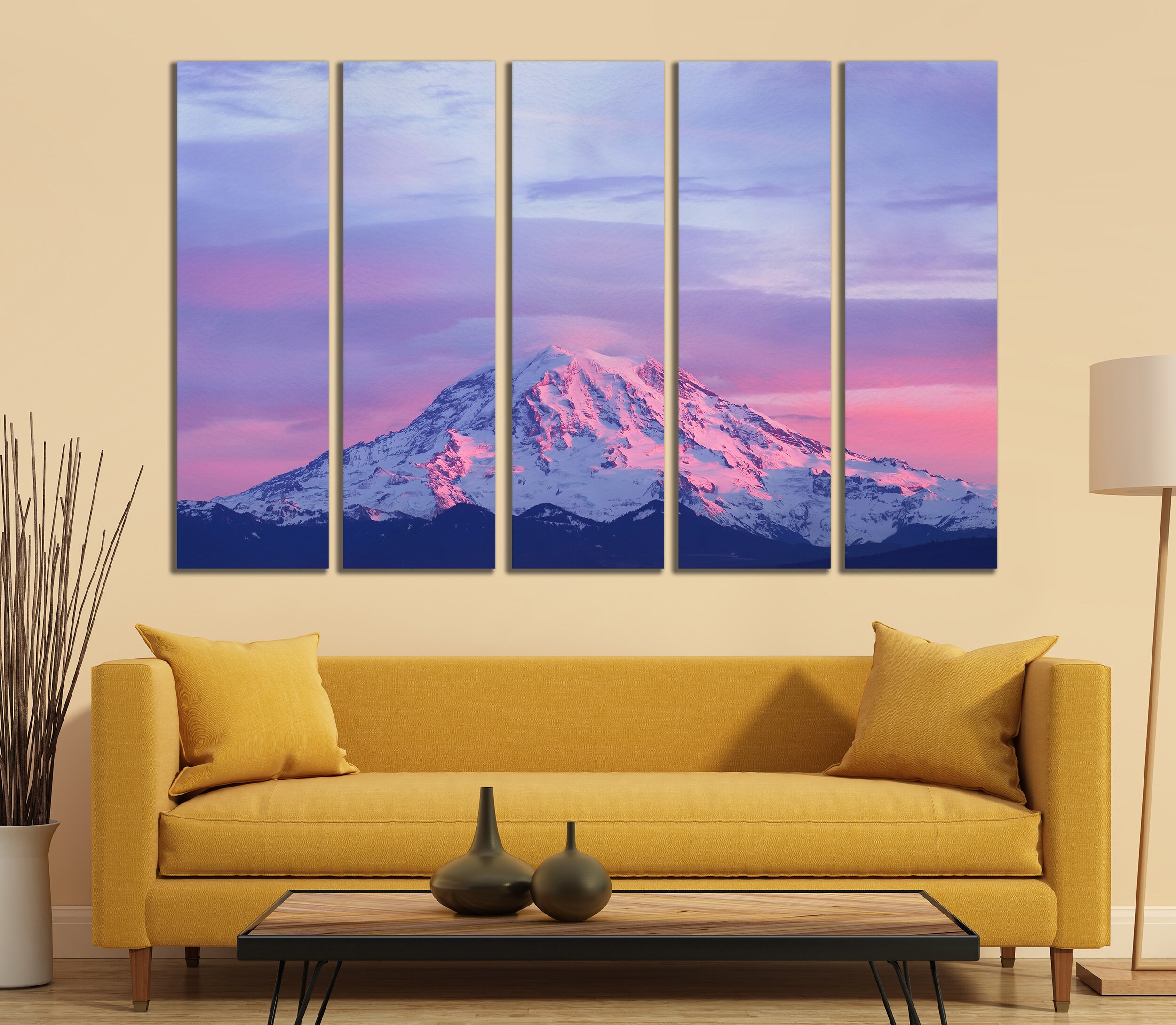 Sunset on Mount Rainier Canvas Leather Print/Mountain/Mount Rainier