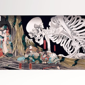 Skeleton Specter by Utagawa Kuniyoshi Gothic Japanese Wall Art Canvas Eco Leather Print