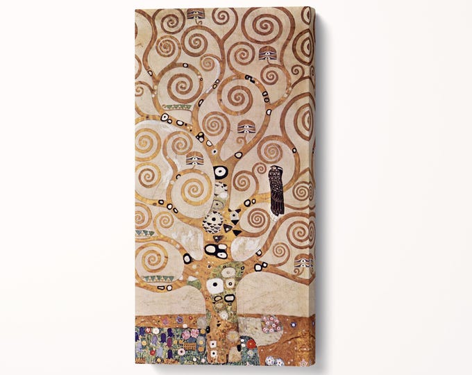 The Tree of Life by Gustav Klimt Reproduction Wall Art Eco Leather Canvas Print, Made in Italy!