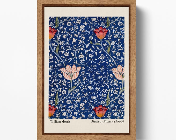 Medway by William Morris Vintage Floral Wall Art Print Classic Home Decor Vegan Leather Canvas Print
