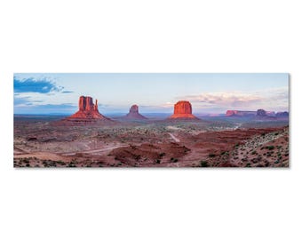 Monument Valley Panoramic Print Arizona Desert PETA Approved Eco Leather Canvas Wall Art