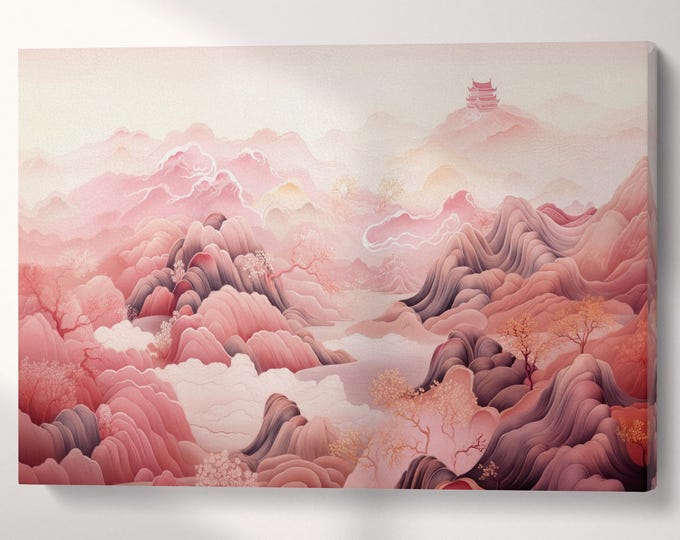 Whispers of the Pink Mountains Canvas Wall Art Eco Leather Print, Made in Italy!