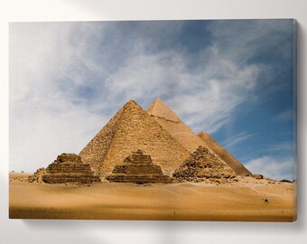Giza Pyramid Vegan Leather Wall Art Print: Egypt Decor