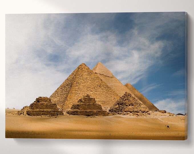 The Great Pyramid of Giza Egypt Canvas Eco Leather Wall Hanging Print, Made in Italy!