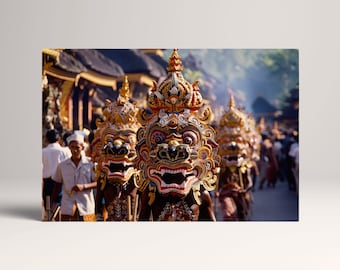 Balinese Ogoh-Ogoh Parade Art PETA Approved Eco Leather Canvas Multi Panel Wall Art