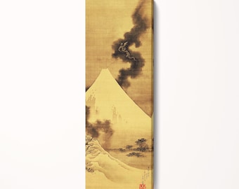 Hokusai Fuji Leather Print: Dragon of Smoke, Japanese Wall Art