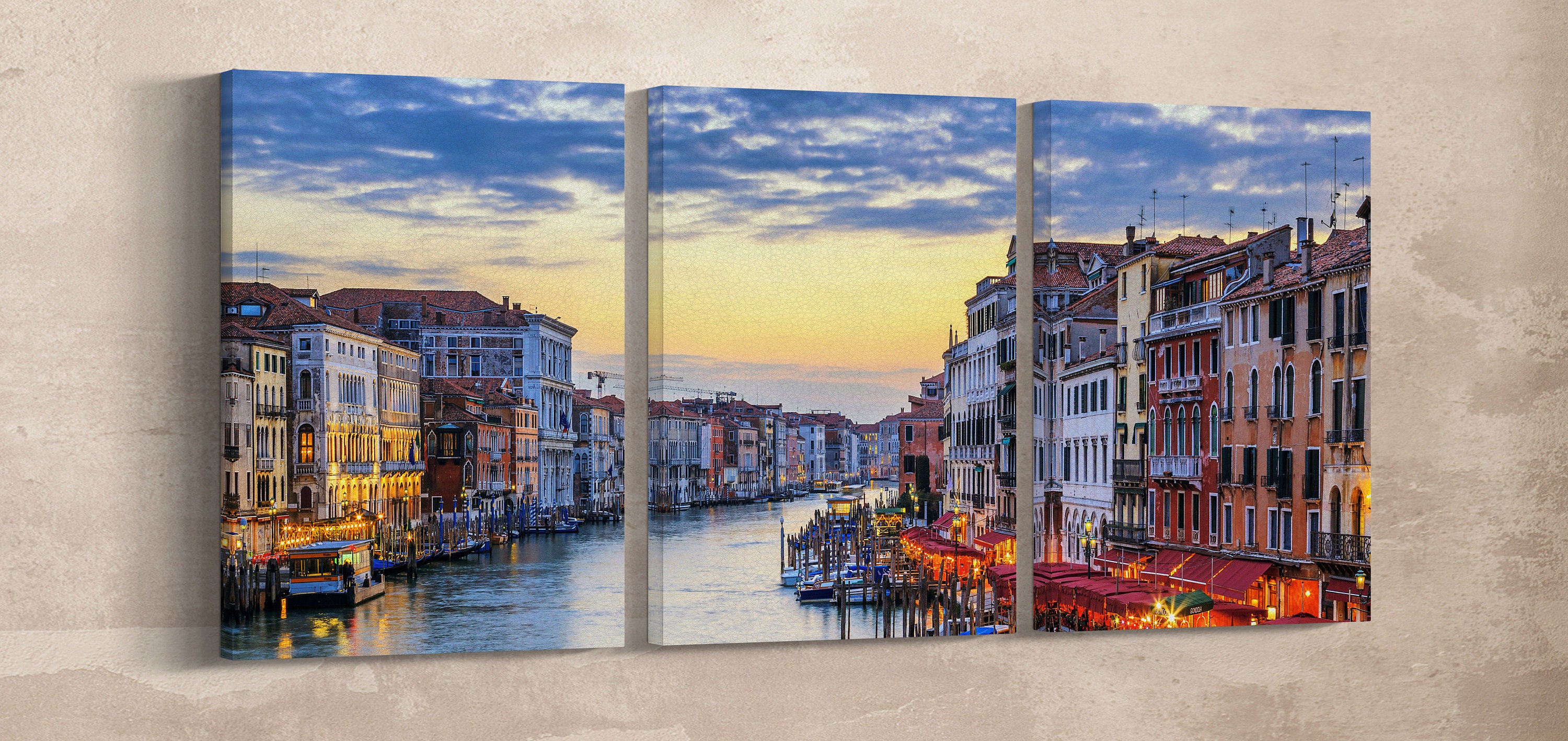 Grand Canal With Gondolas at Sunset Venezia Leather 